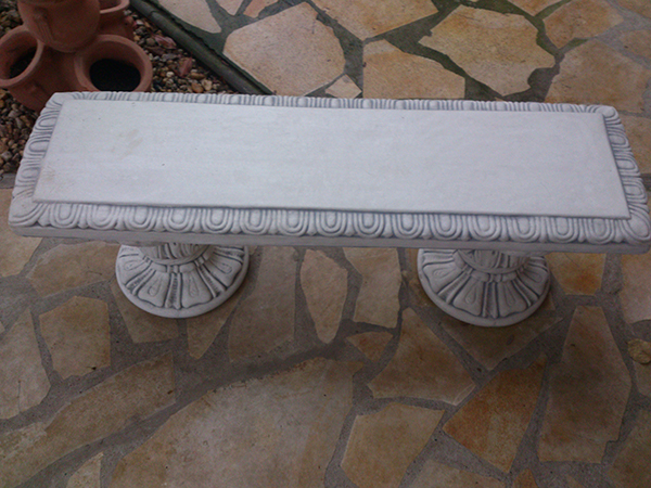 Gartenbank gerade, Steinguss,47 cm Gartenmöbel, Parkbank, Steinmöbel